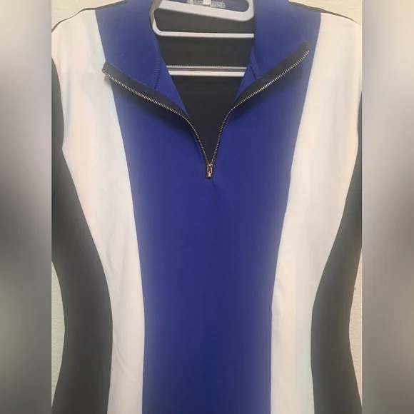 Charlotte Russe Womens XL Colorblock Bodycon Dress Blue White Black Zip - Picture 5 of 7
